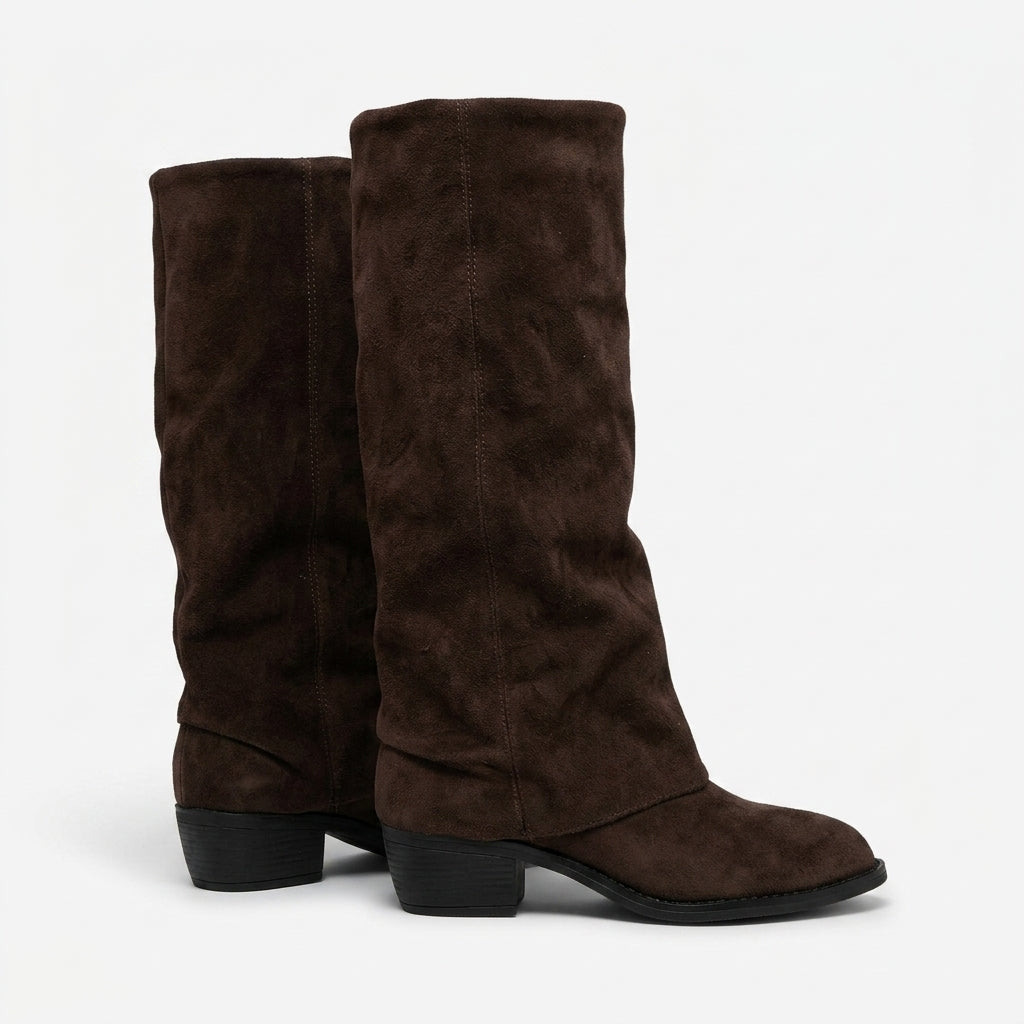 Brown Chunky Heel Knee High Boots Winter Boots - photo 2