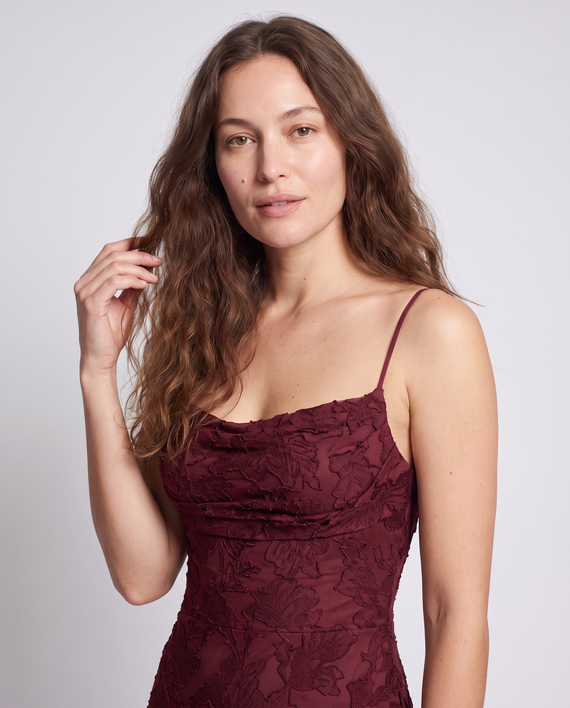 Burgundy Lace Maxi Dress Wedding Guest Dress - photo 2