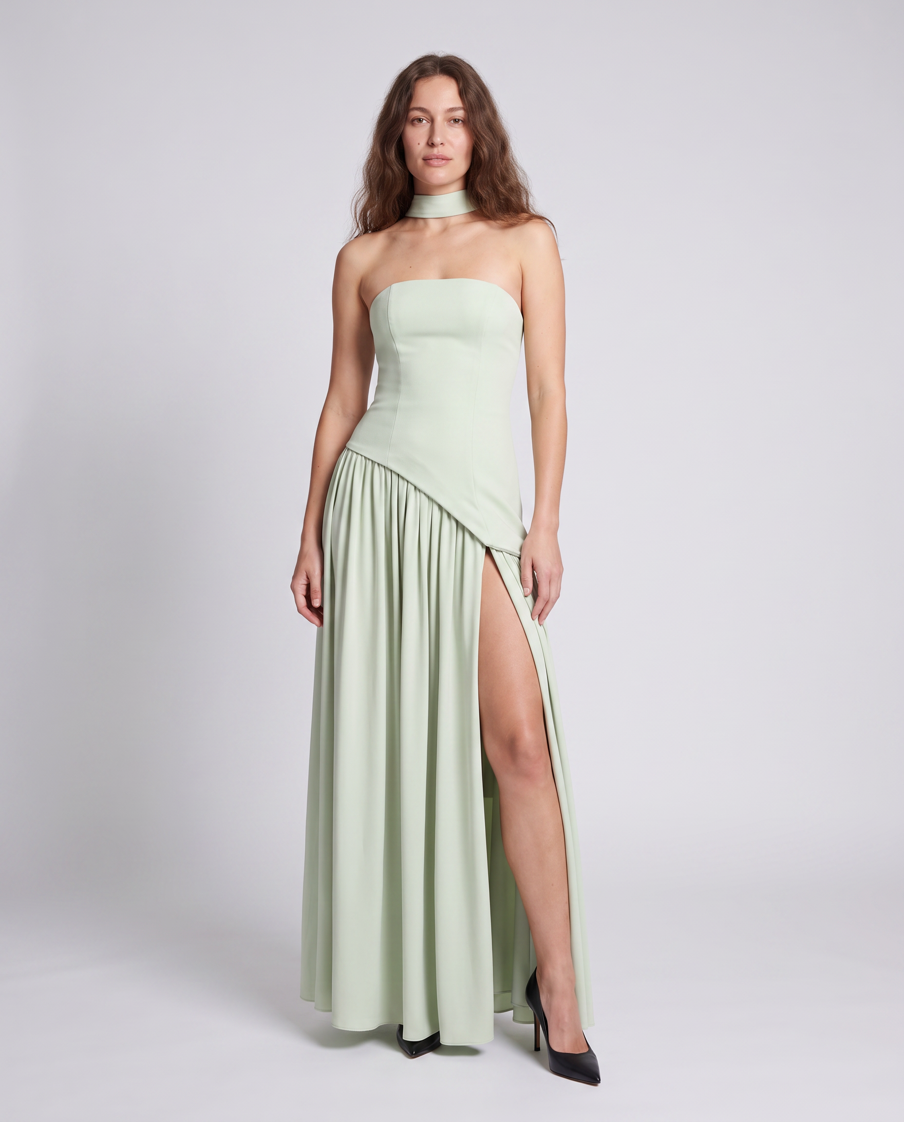 Mint Green Strapless Maxi Dress Formal Evening Dress - photo 2